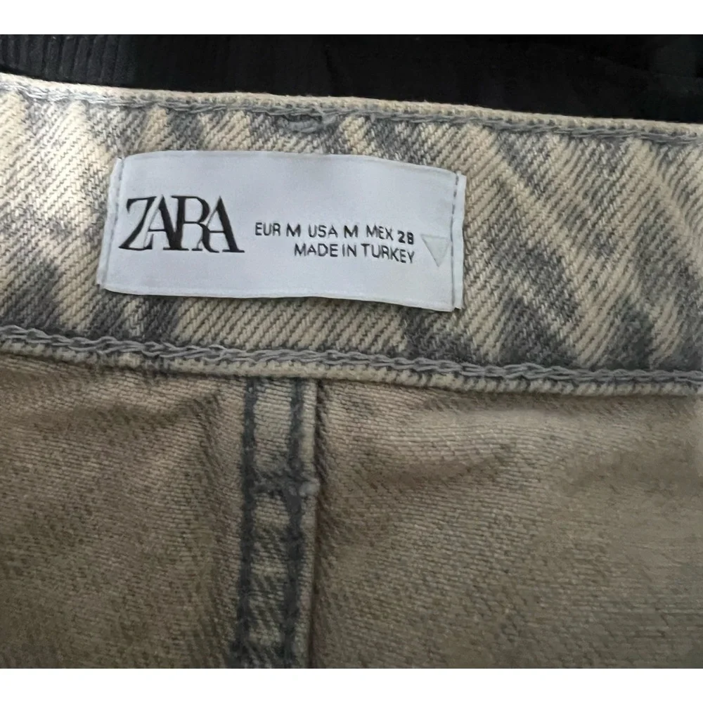 Zara Women's Overdyed Frayed Denim Mid Rise A-line Midi Skirt Size M - Picture 6 of 7